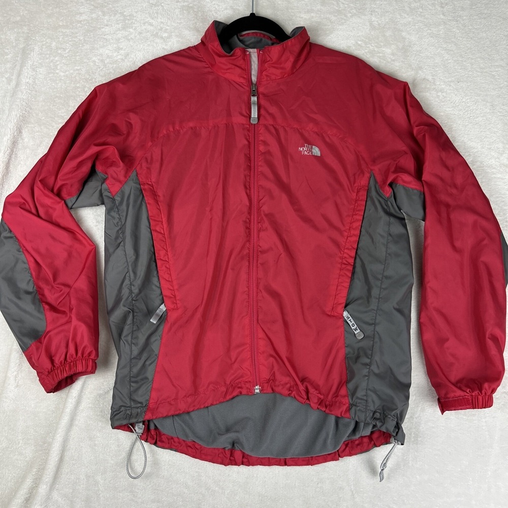 North Face Womens Large Jacket Outer Water Repellant Inner Fleece Lined Red Gray